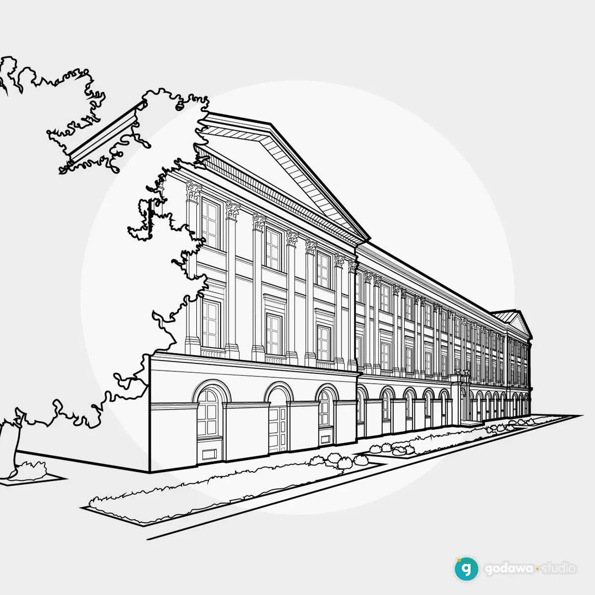 ilustracja budynku Uniwersytetu Warszawskiego