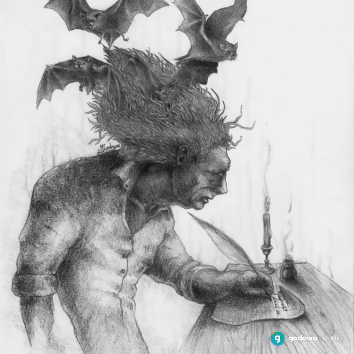 ilustracja na okładkę - szkic ołówkiem