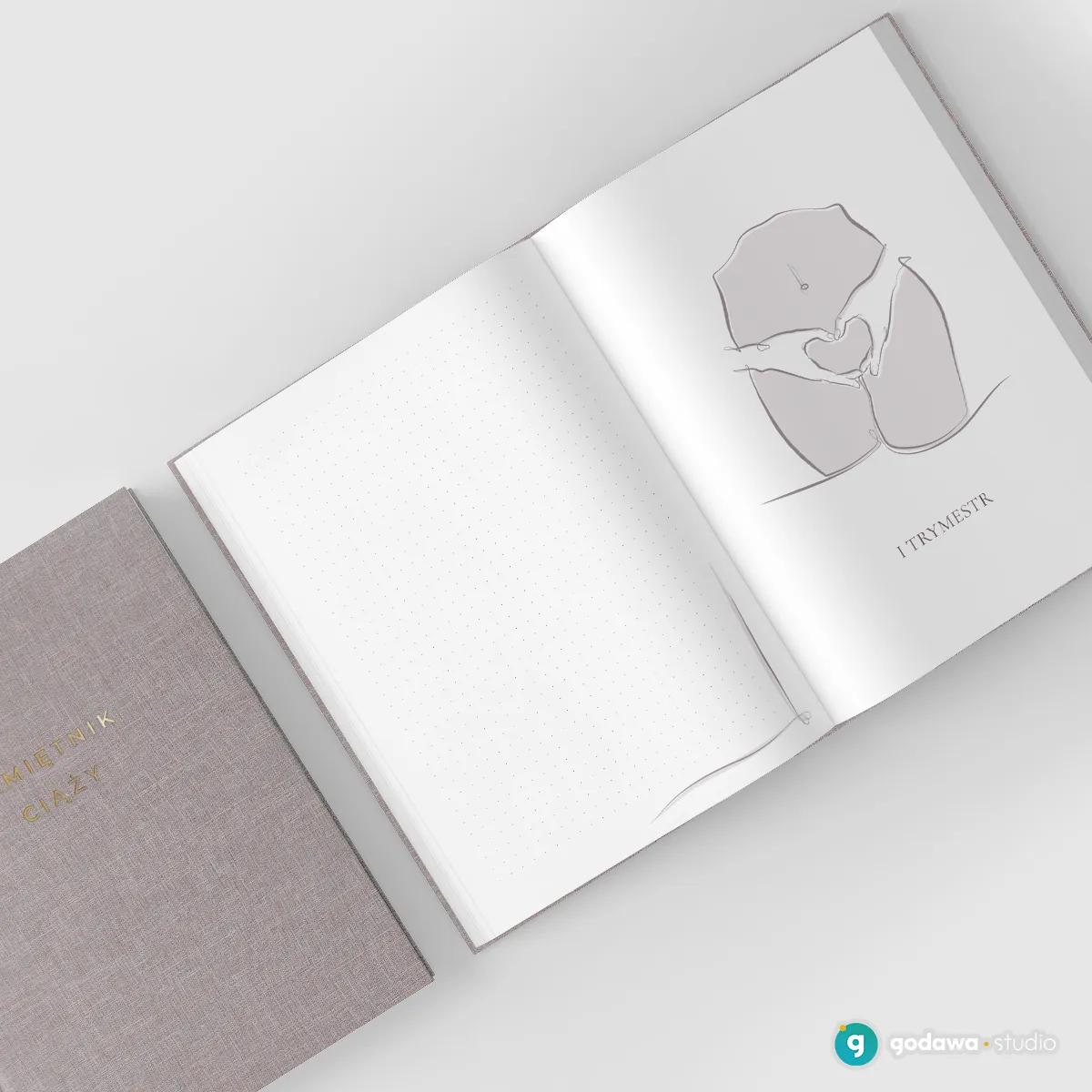 Pamiętnik ciąży - projekt wnętrza i okładki